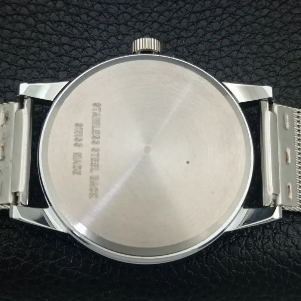 Vintage 1976 Montine Of Switzerland  Manual Mens Silver Watch W/Steel Strap